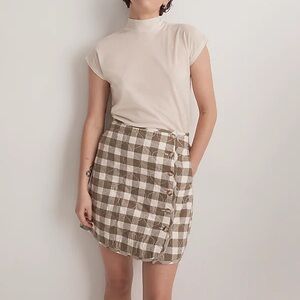 Madewell Quilted Flannel Mini Skirt in Gingham Check